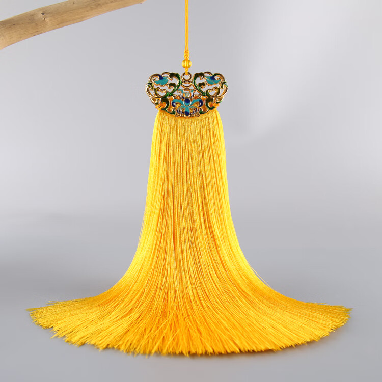 20cm景泰蓝宫廷流苏复古民族风挂件中国结真丝人造丝穗子装饰吊穗金色