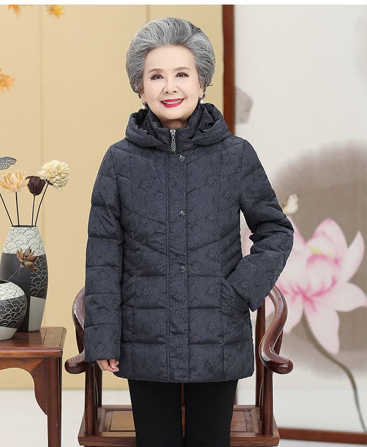 恒源祥官方轻奢高档中老年人羽绒服女保暖6070岁白鸭绒妈妈冬装太太