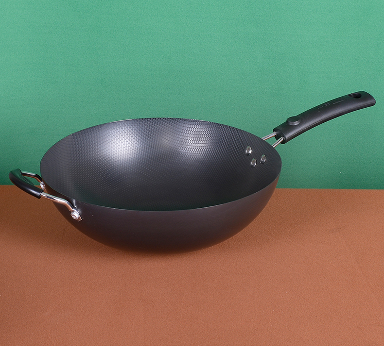 中康铁锅不粘锅中康铁锅皇派珍珠王炒锅无涂层少烟不易粘家用电磁炉