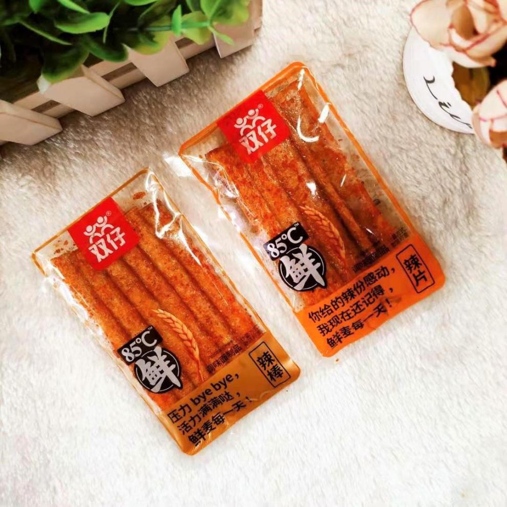 9折双仔85鲜辣片辣棒辣皮辣条麻辣零食小吃小包装称重500g2500g辣片3