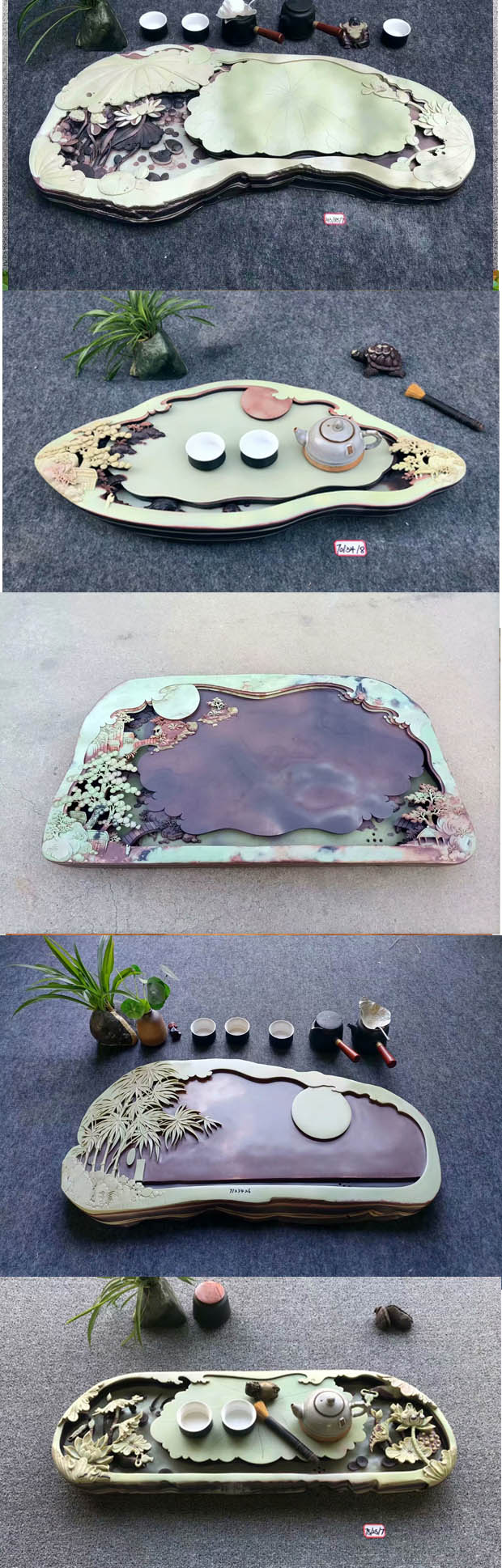 紫袍玉带石茶盘收藏级贵州紫袍玉带石茶盘排水式天然整块石头茶海玉石