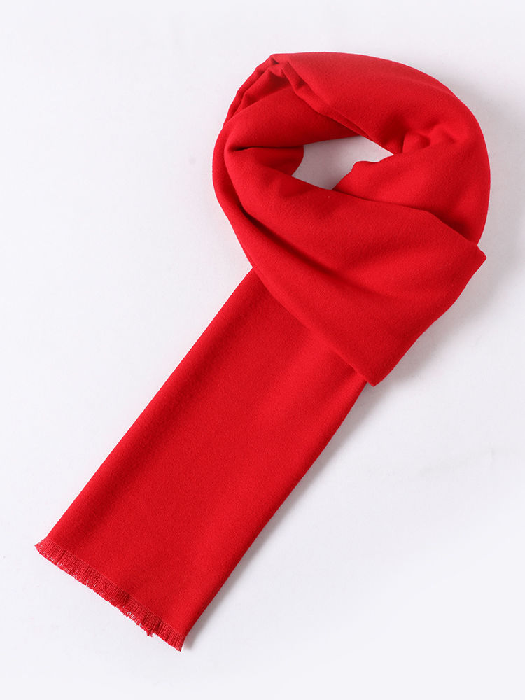 喜圣多新品红围脖年会中国红年会围巾定制刺绣聚会仿仿羊绒活动围脖印