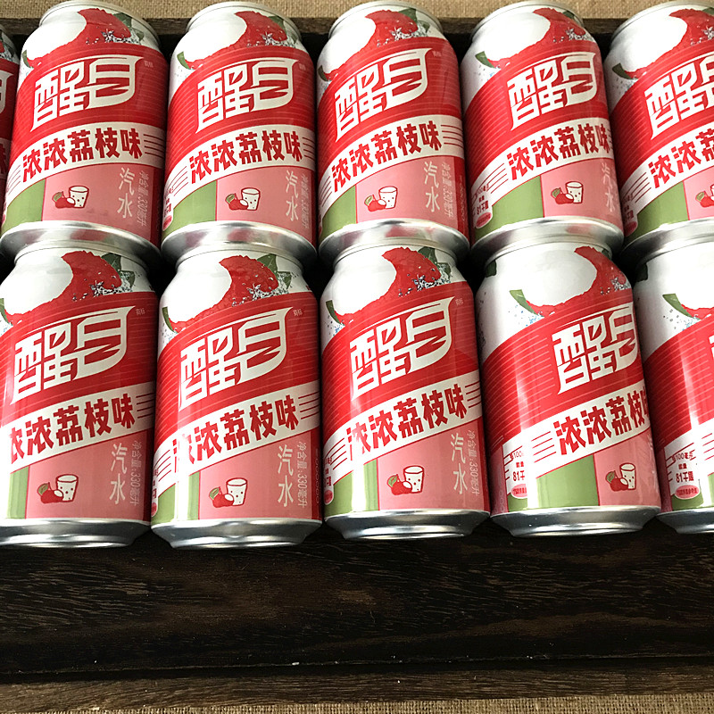 醒目醒目荔枝味汽水330ml听装碳酸饮料易拉罐饮品 24罐【图片 价格