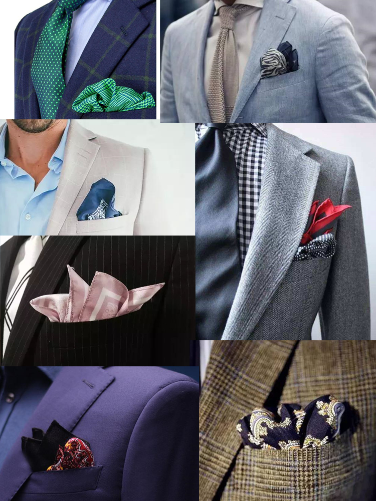 小胥男士方巾西装口袋巾礼服胸巾拼色百搭商务西服配饰咖色暗红墨绿