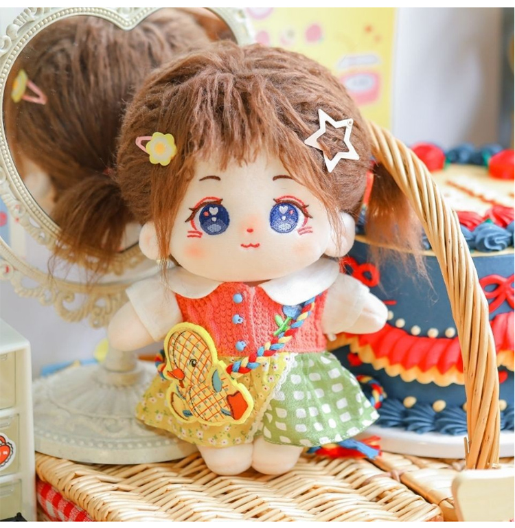 现货闪发难哄棉花娃娃现货正版20cm厘米棉花娃娃炸毛美公仔女娃换装