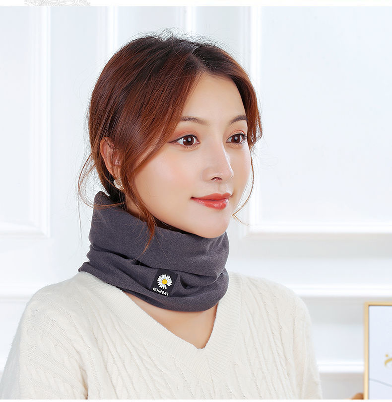 男女脖套头针织防风骑行面罩保暖围脖户外护颈椎围巾2个装黑色酒红