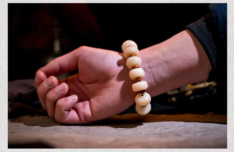 捷凤 藏式骆驼骨回纹珠手串 玉化料骨雕女男款民族风手链 原创diy