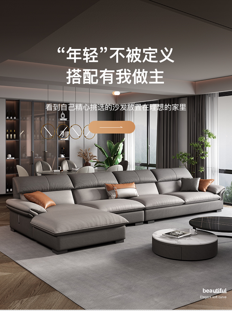 艾森雅 科技布沙发现代简约小户型客厅组合家具北欧转角贵妃布艺沙发 3.3米双人+单人+贵妃位 科技布海绵座垫【标准版框架】