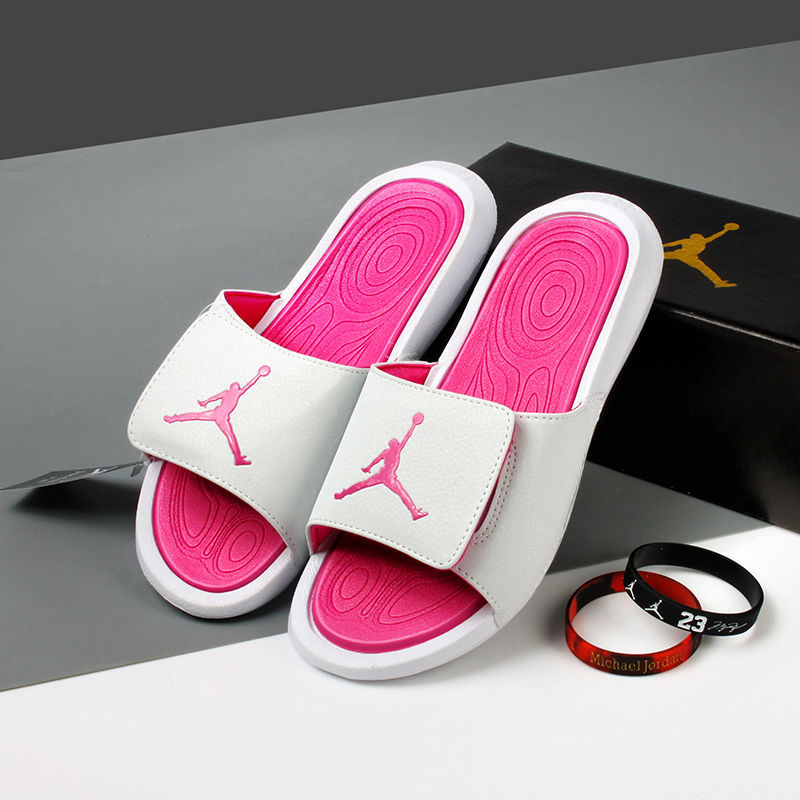 夏季aj拖鞋飞人乔6篮球运动拖鞋潮牌男女情侣魔术贴拖鞋黑金标准码送