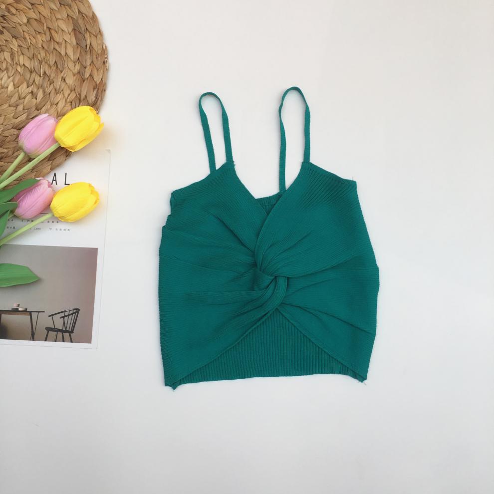 顾屿内搭的吊袋交叉v领小吊带背心女ins潮夏季外穿性感短款露脐针织