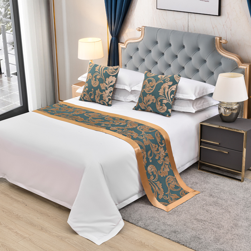 宾馆酒店民宿北欧式新中式床上用品现代床尾垫床旗床尾巾床盖 时尚