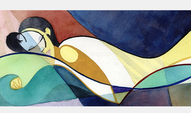 美女人体画简约现代抽象人物画卧室床头挂画酒店房间睡美人艺术画美女