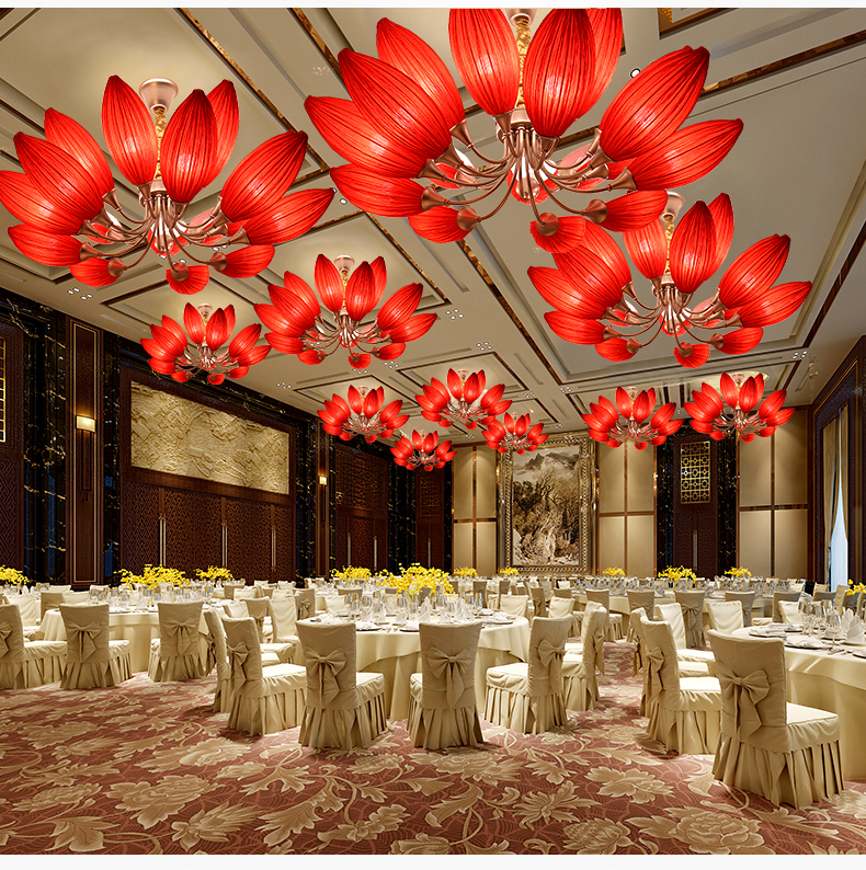 银枪莲花吊灯寺庙会所佛堂仙家供灯新中式餐厅吊灯酒店大堂宴会厅包间