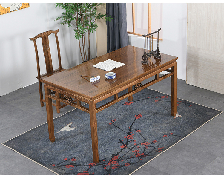 中式毛笔书法桌实木书画桌绘画书桌榆木仿古画案简约练字写字台 1.