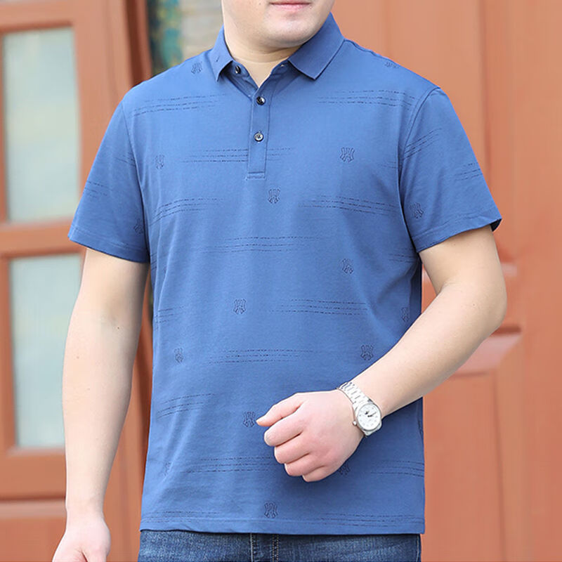 胖子大码短袖t恤男士加肥加大翻领领衫肥佬中年商务休闲半袖体恤衫