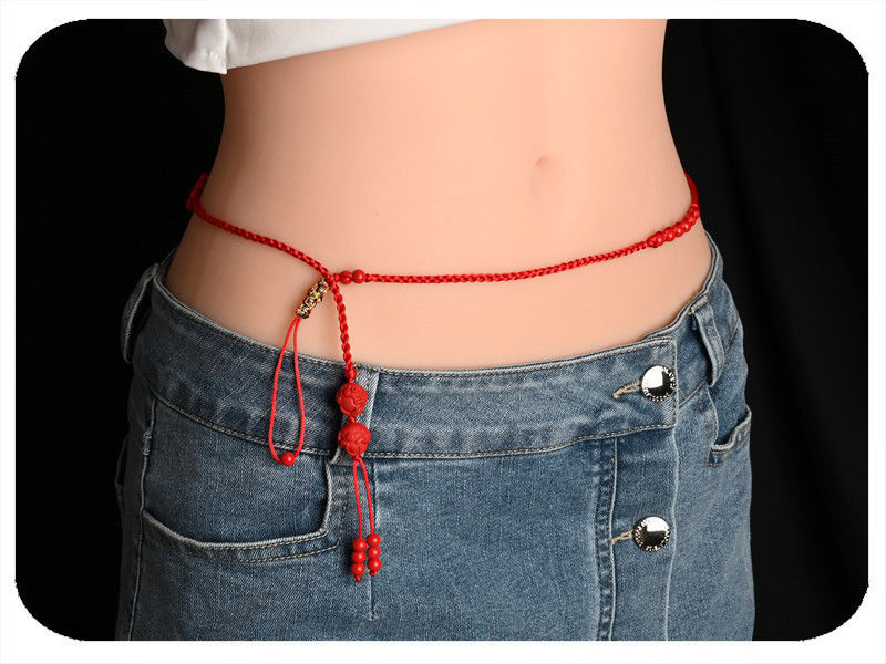 希尔库班腰绳2022虎年本命年红绳腰链女男生肖红腰带手工编织腰围30尺