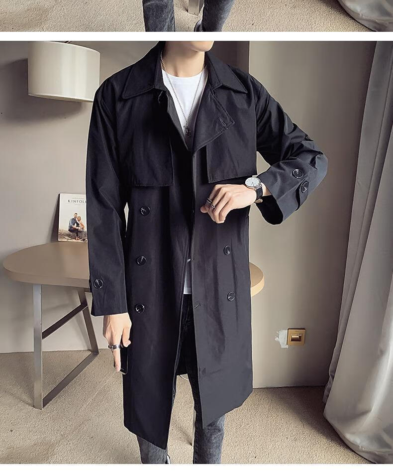 风衣男过膝长款加厚季设计感加长大码英伦风潮牌男士男生秋冬百搭帅气