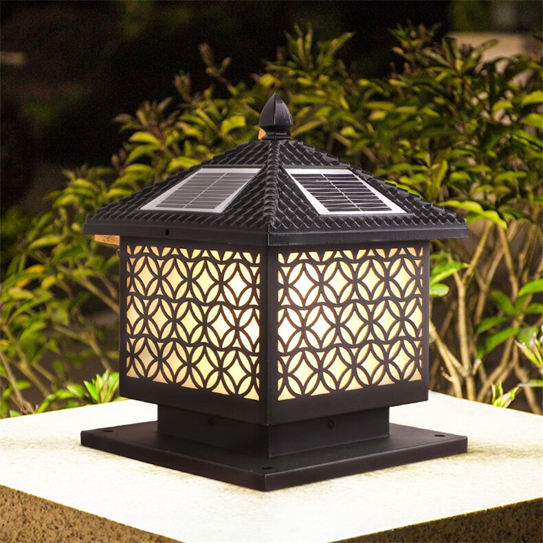 丹锐太阳能柱头灯新中式围墙灯户外柱子灯别墅庭院灯室外防水led外墙