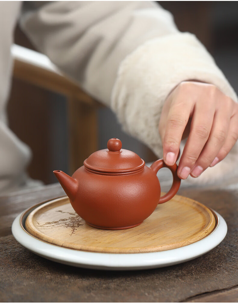 紫砂壶谢晓东手工茶壶粗砂朱泥水平壶功夫茶具壶定制 101489粗砂朱泥