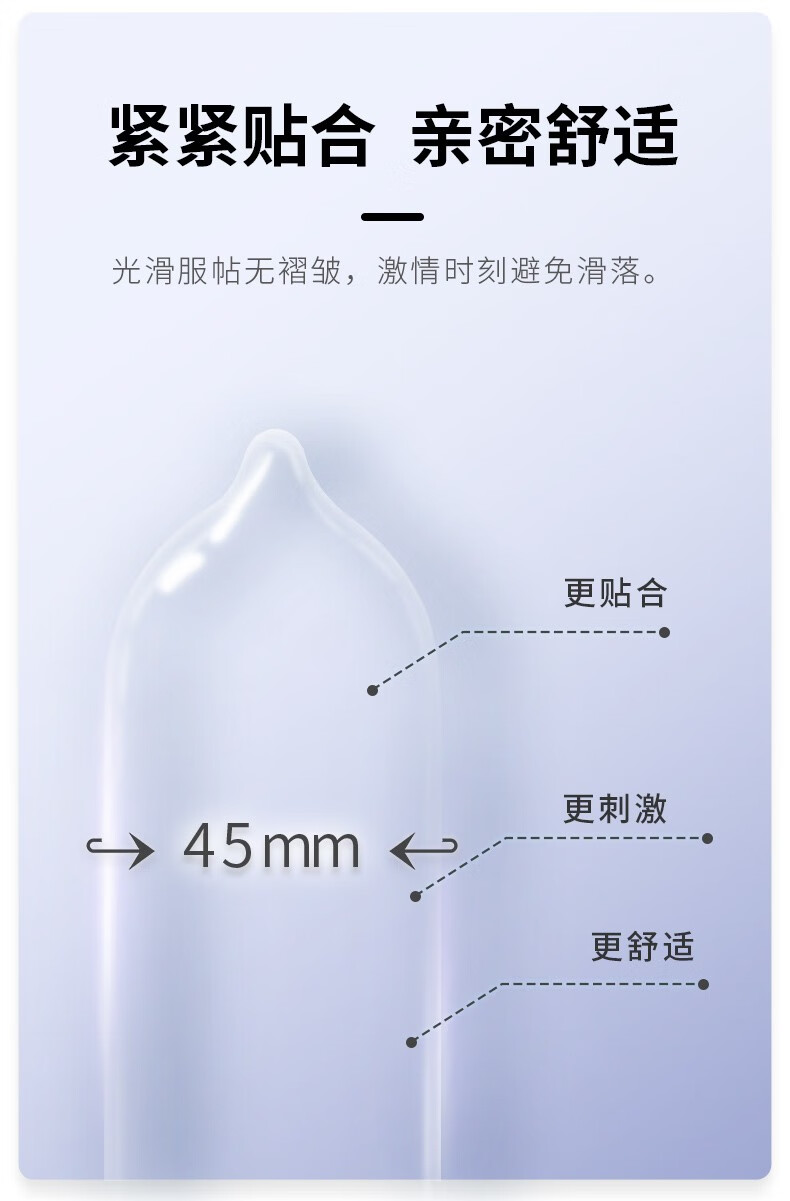 名流small超紧光面避孕套超薄超小号特紧45mm小于46mm紧致男用安全套