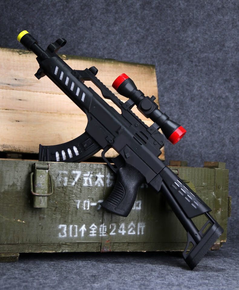 儿童电动玩具枪声光带音乐投影冲锋枪宝宝236岁小孩5男孩八音枪电池版