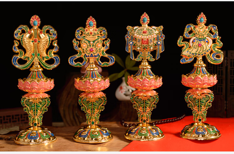 舞万花尼泊尔八吉祥摆件密宗法器藏传佛教用品佛前吉祥八宝供佛组合