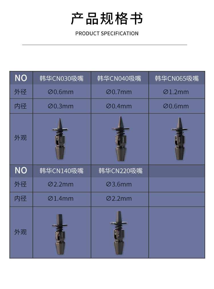 定制韩华吸嘴进口原装smt配件三星贴片机sm481/471/421/decan陶瓷吸嘴