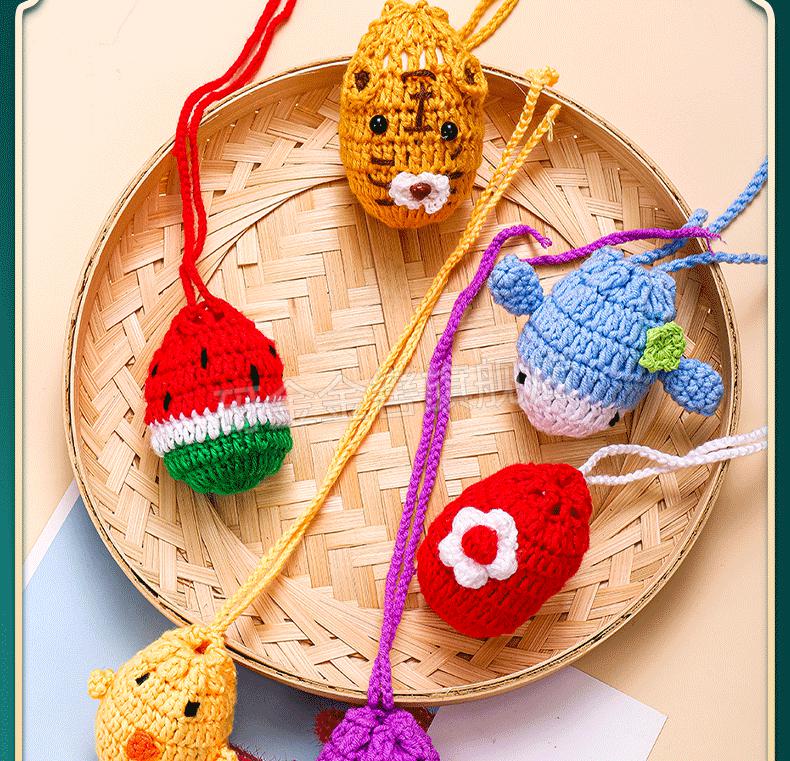 立夏蛋兜手工编织端午节蛋袋蛋兜立夏宝宝儿童鸡蛋兜挂蛋网挂蛋袋成品