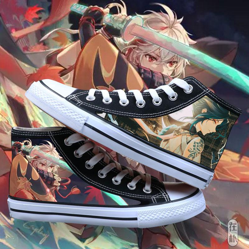 原神帆布鞋游戏联名钟离魈七七万叶周边鞋子二次元男女学生高帮板鞋潮