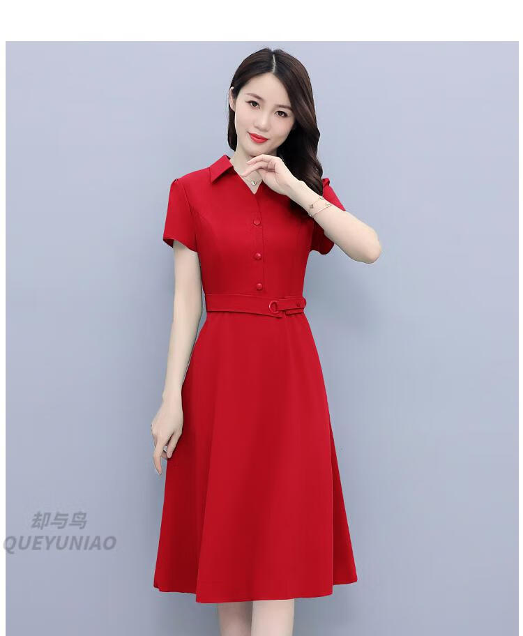 芊芊服饰女装店时尚减龄夏女装 气质修身显瘦 有口袋 色连衣裙 藏蓝色