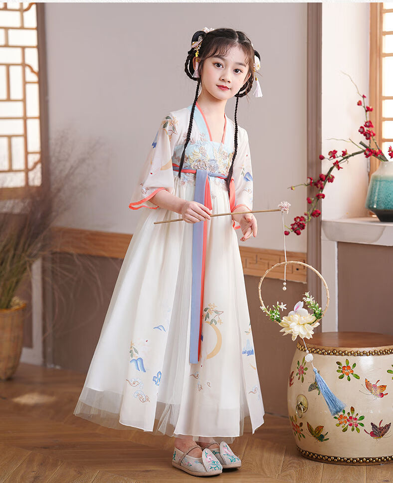 鑫源恒儿童汉服女童古装裙子连衣裙夏季薄款中国风小女孩唐装6-12岁