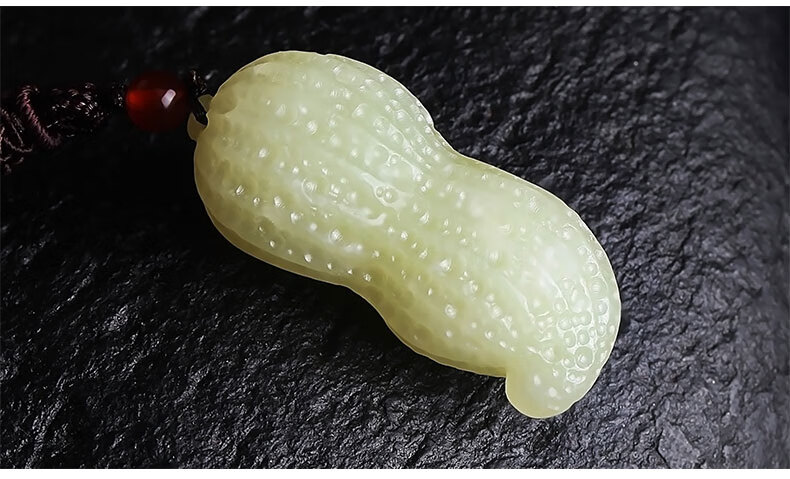 万境和田玉黄口料花生吊坠男女款玉石玉坠玉佩带证吉祥如意七夕情人节