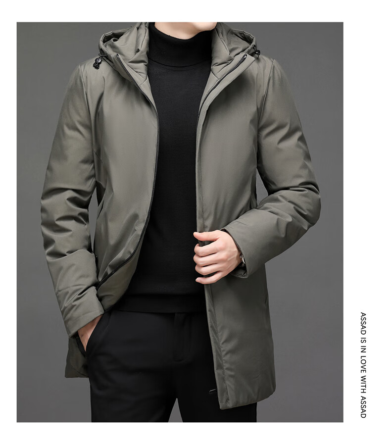 cinessd 商务中长款羽绒服男装冬季中老年人派克服大衣外套爸爸爷爷