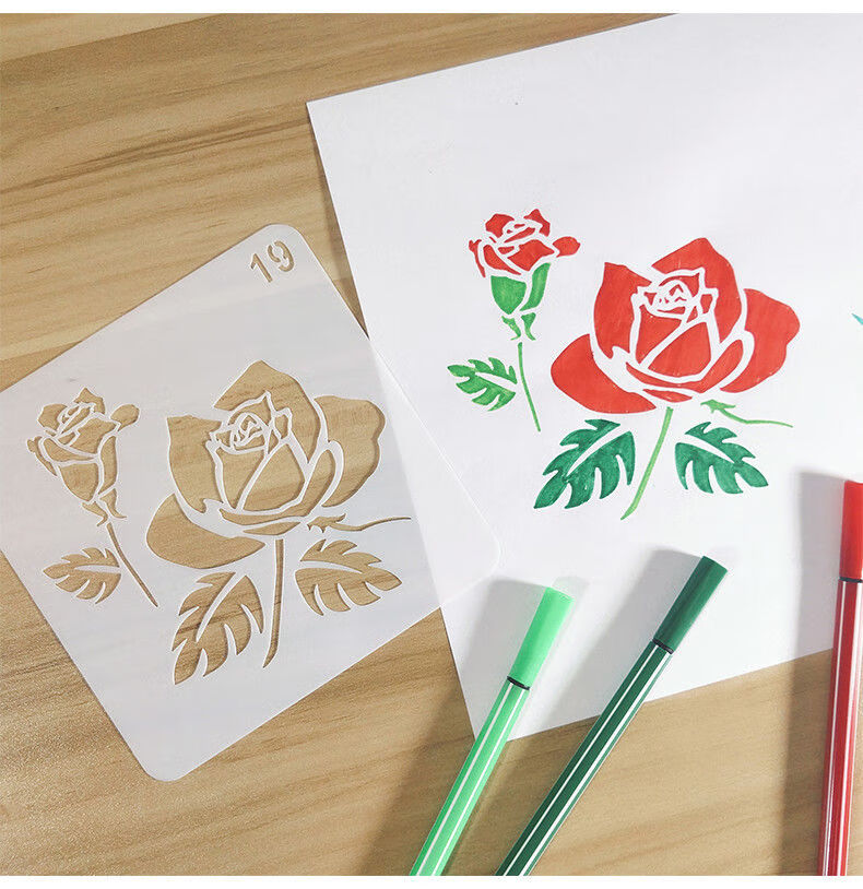 抖音同款儿童镂空画模板绘画工具diy相册花边尺手账小学生手抄报画画