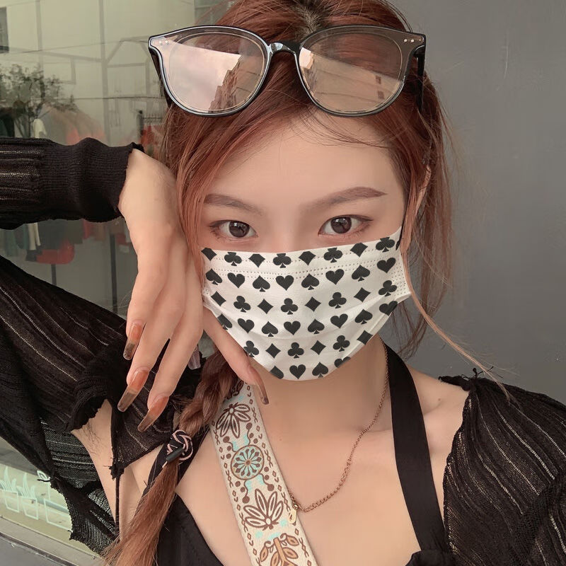 特色口罩黑白个性男女网红霸气高冷颜值防护成人大混色装口罩三层桃心