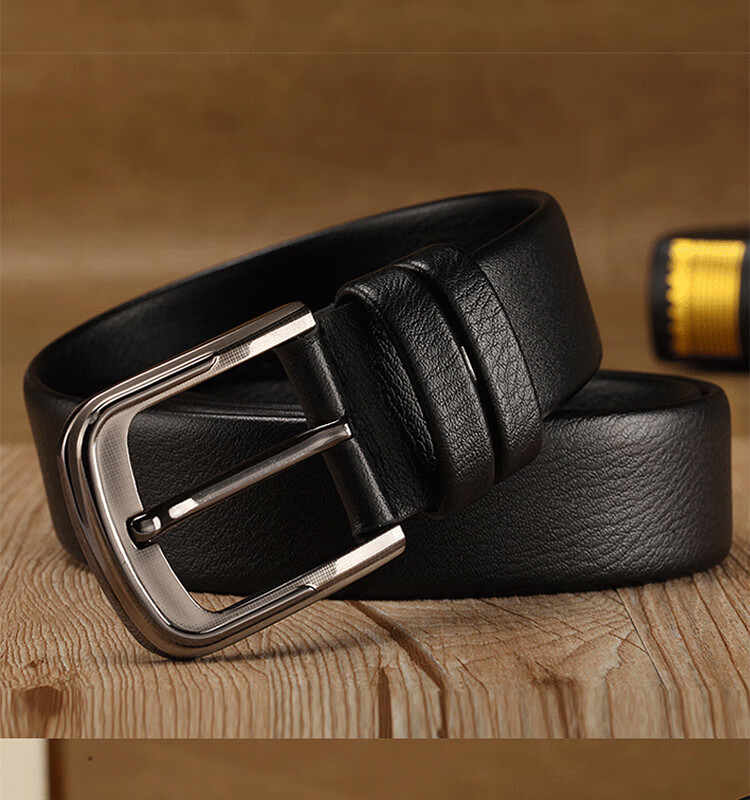 新年装皮带男士针扣裤腰带中年青年正装商务休闲简约百搭38全包哈璐亚