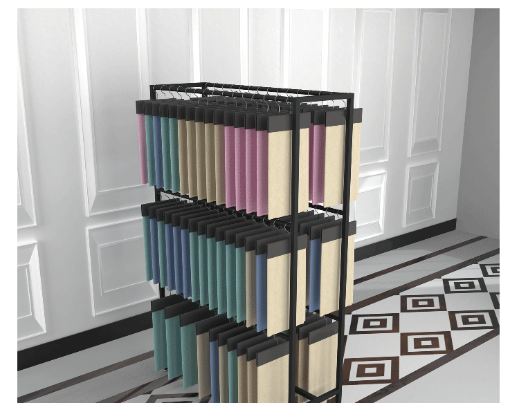 布料样品陈列架多层皮革家纺窗帘吊卡展会货架面料样板展示架子金色长