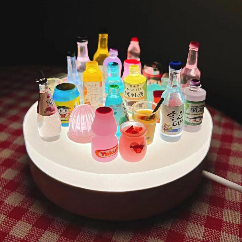 迷你小酒瓶玩具diy创意小酒瓶小夜灯摆件迷你卡通配饰手工led装饰品送