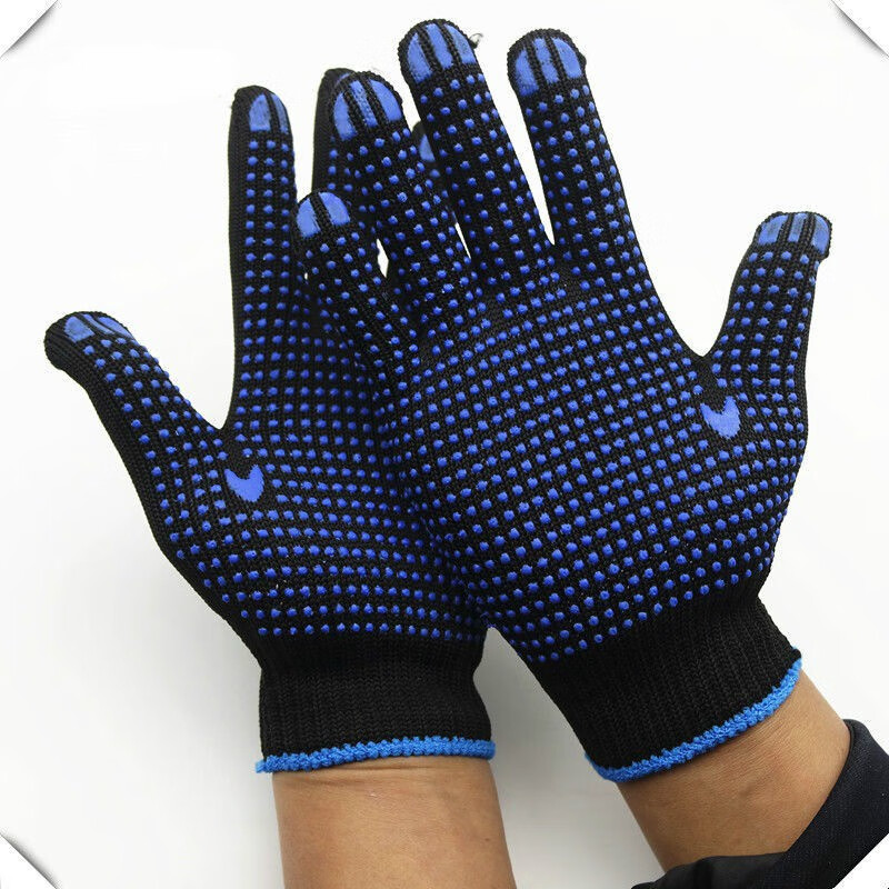 爬行手套成人【12双装】尼龙劳保耐磨防滑点胶10针工地干活防护手袜