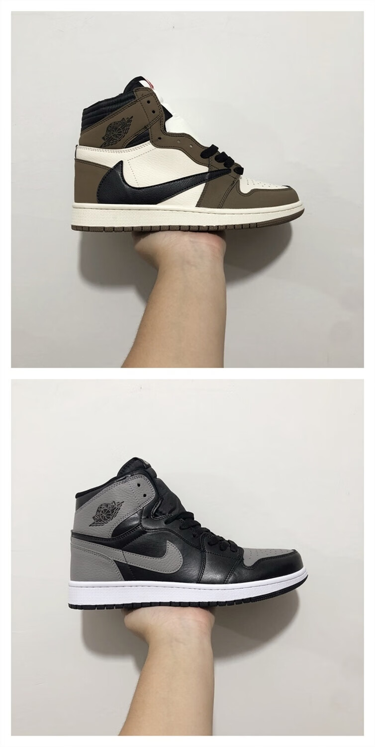 【官方自营旗舰】aj男女鞋aj1高帮头层皮篮球鞋男女北卡蓝闪电倒钩