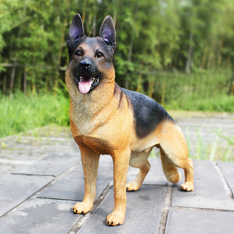 大狼狗德国牧羊犬黑背德牧摆件宠物狗仿真动物模型狗狗玩具 棕色 德牧