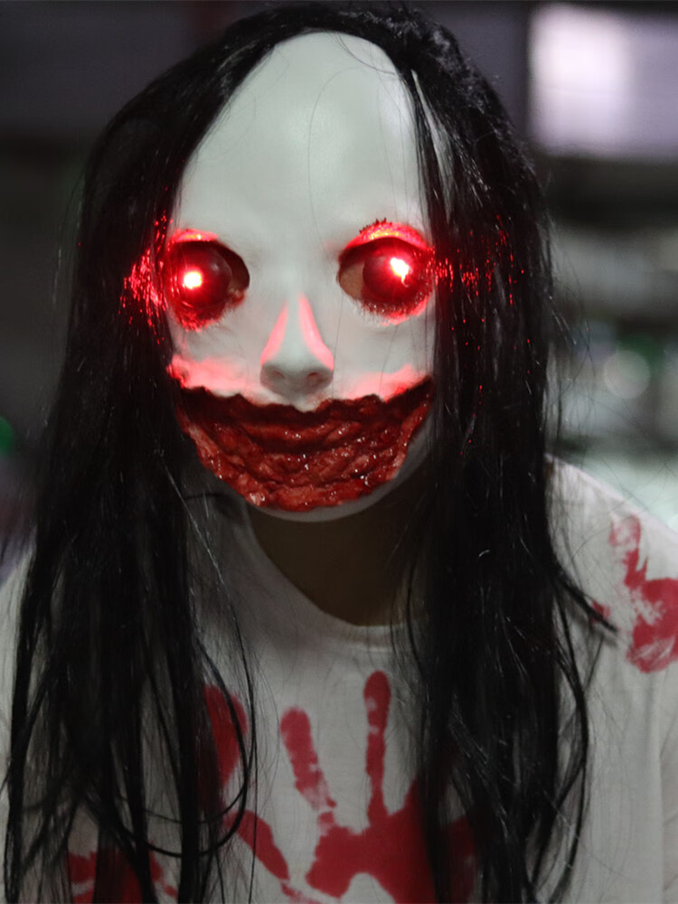 万圣节恐怖头套鬼脸面具眼睛吓人血腥恶魔头套密室逃脱鬼屋道具搞怪