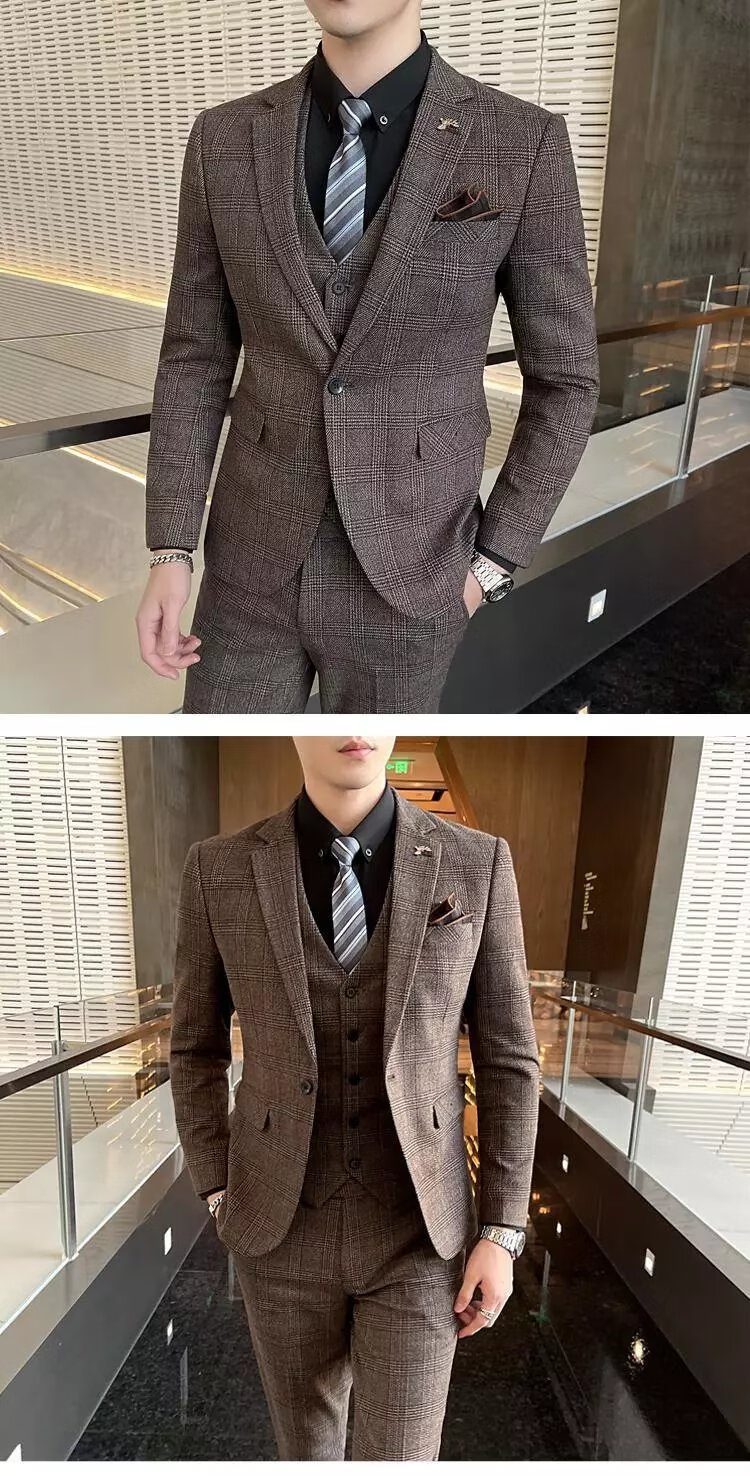 谢尔比西服套装剃刀党西装浴血黑帮一套男士休闲格子商务正装修身伴郎