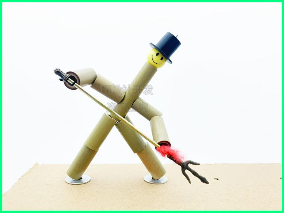 竹节人玩具小人小学生手工成品制作材料包创意diypk打架对战【课本