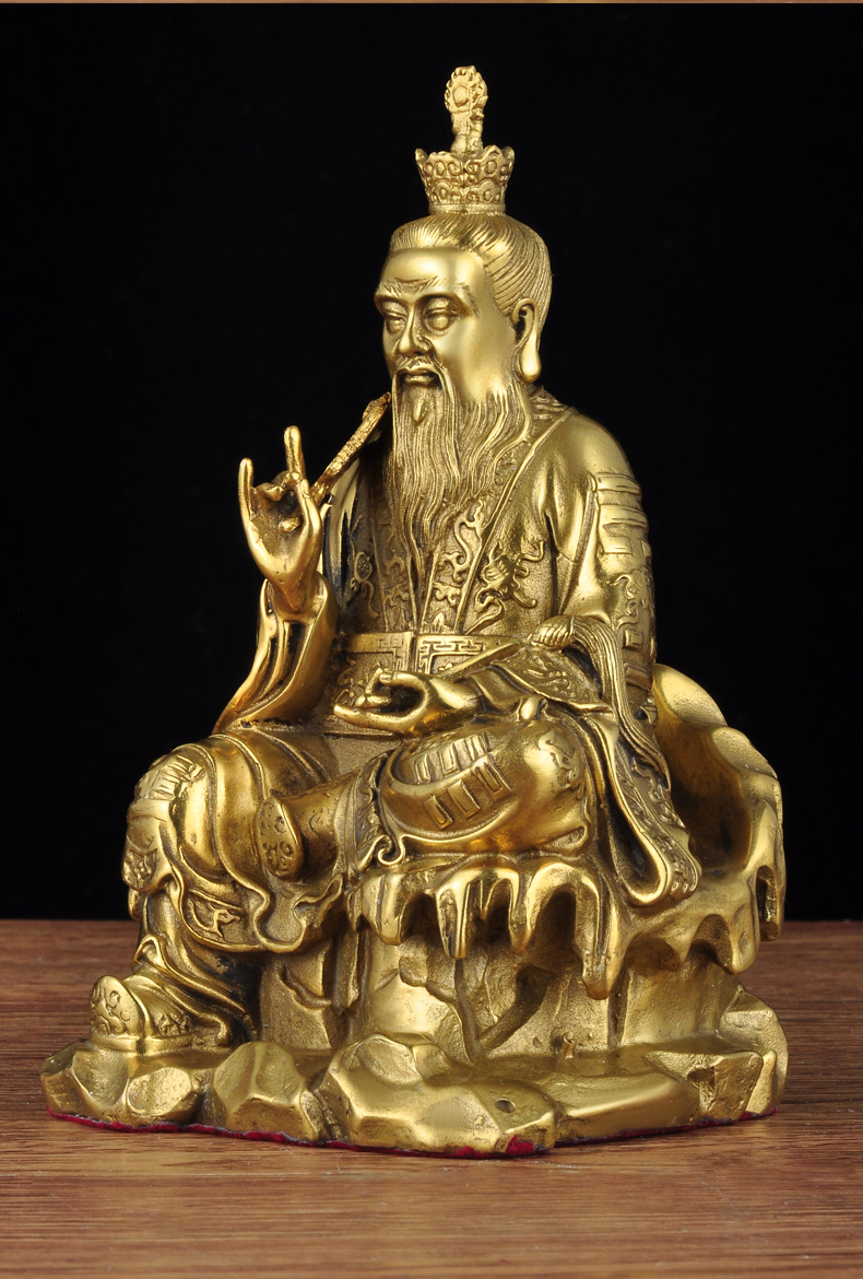 金星摆件元始天尊老君像家用道观神像供奉三清铜像供奉 18cm太上老君