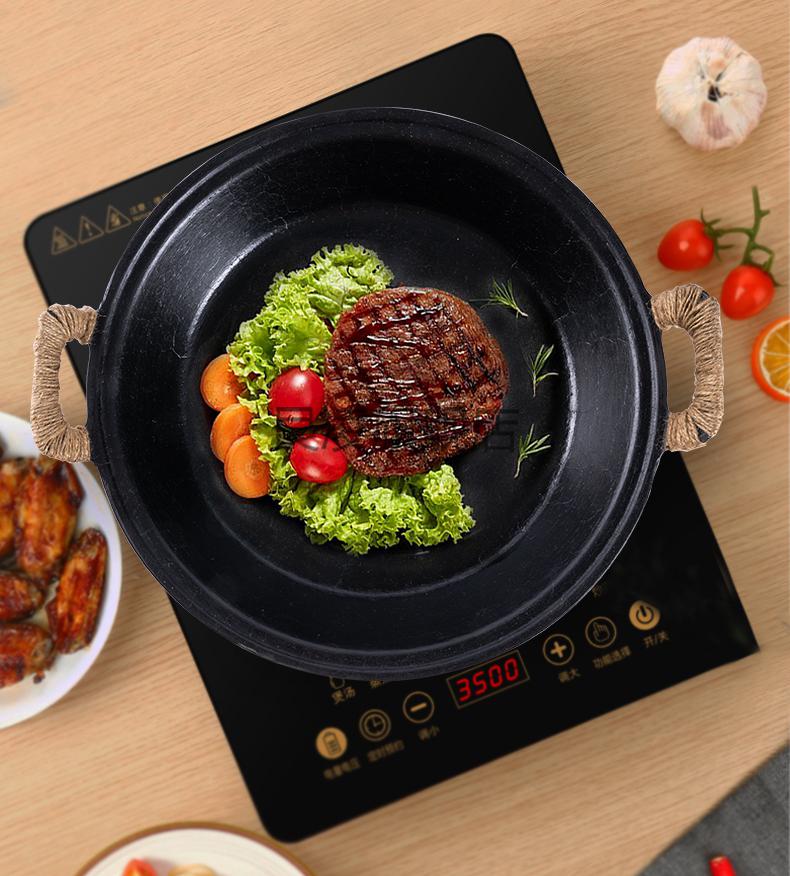 龟纹铸铁锅龟纹平底锅铸铁煎锅家用牛排烙饼煎蛋不粘铁锅电磁炉燃气灶