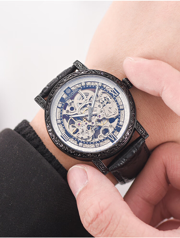 【京选品质】高端轻奢奇洛时男士机械表奇洛时手表男士人动电能表镂空
