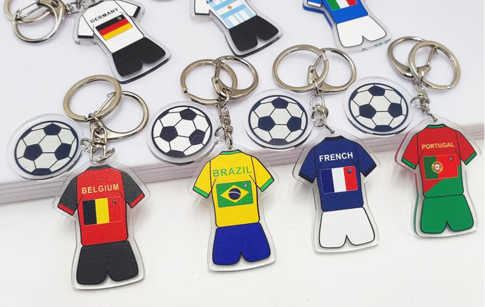 卡塔尔世界杯球星钥匙扣足球赛周边钥匙扣亚克力球星球衣挂件纪念品