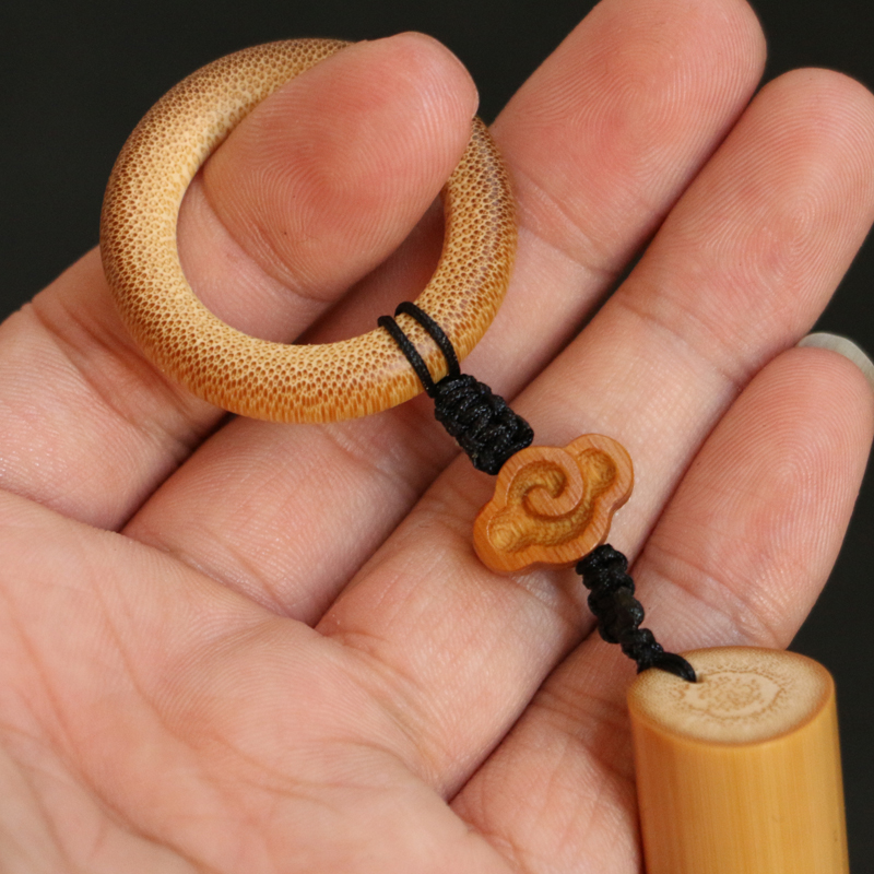 狮子头名家书文纯手工雕刻实心竹手把件竹雕老玉竹把玩竹制小挂件茶