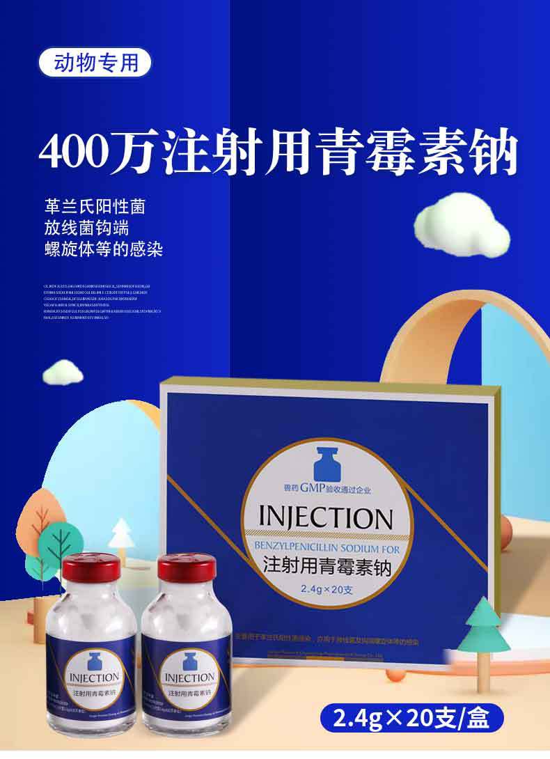 兽药兽用400万单位注射用液青霉素钠猪马牛羊家禽鸡混合感染头孢药1盒